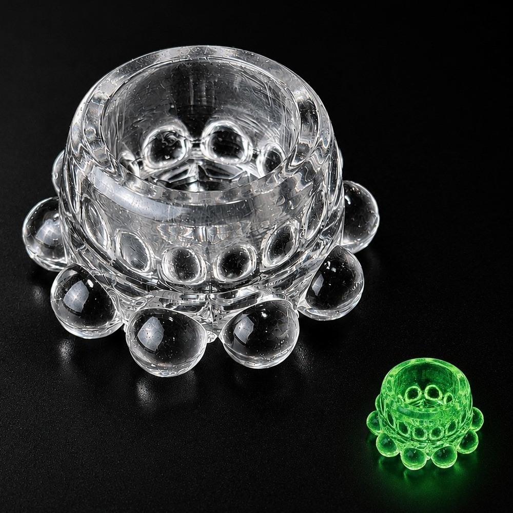 Antique EAPG Open Salt Cellars Pair Glow UV Reactive Pressed Glass Dips